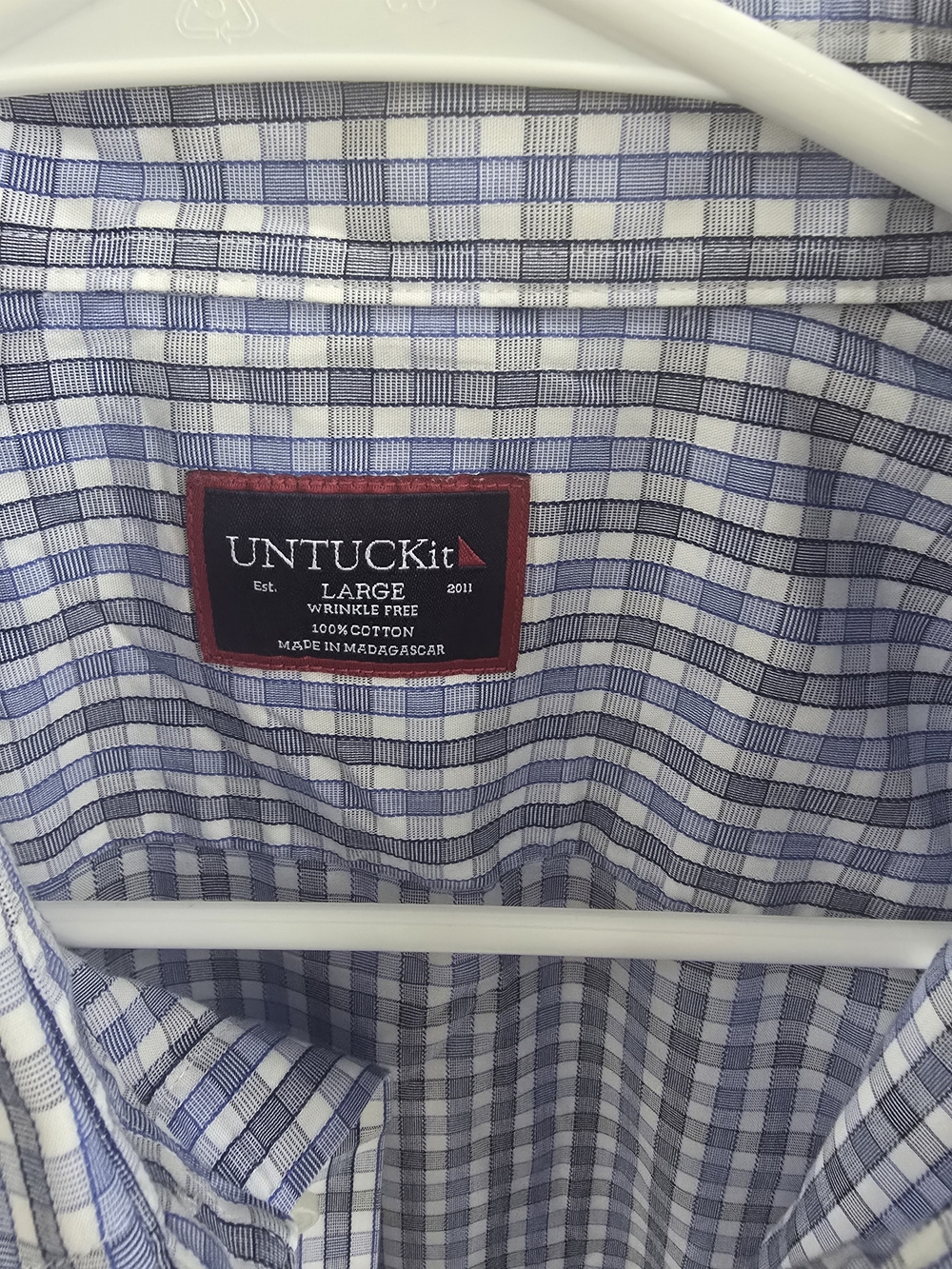 UNTUCKit Men's Blue Check Button-Up Shirt - Large
